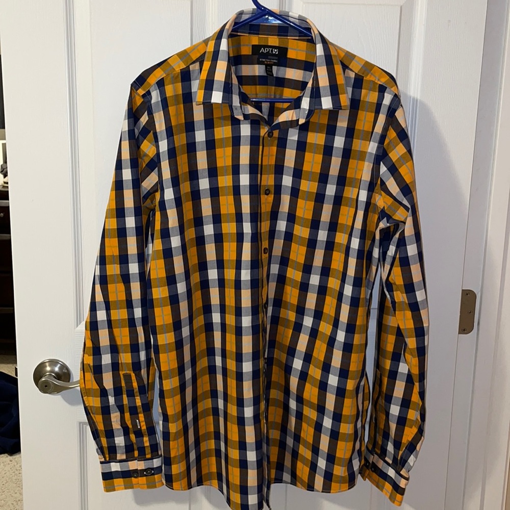 Apt. 9 Men’s Dress Shirt Orange/Blue 16.5 36/37